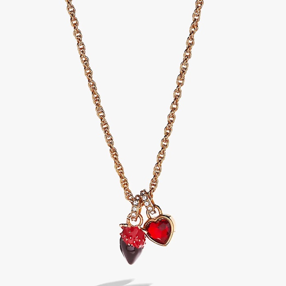Alex & Ani Chocolate Covered Strawberry & Red Heart Pendant Duo Charm Necklace